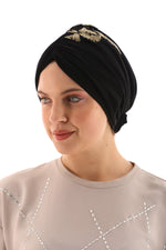 QF 1811 Rhinestone Handmade Turban Black