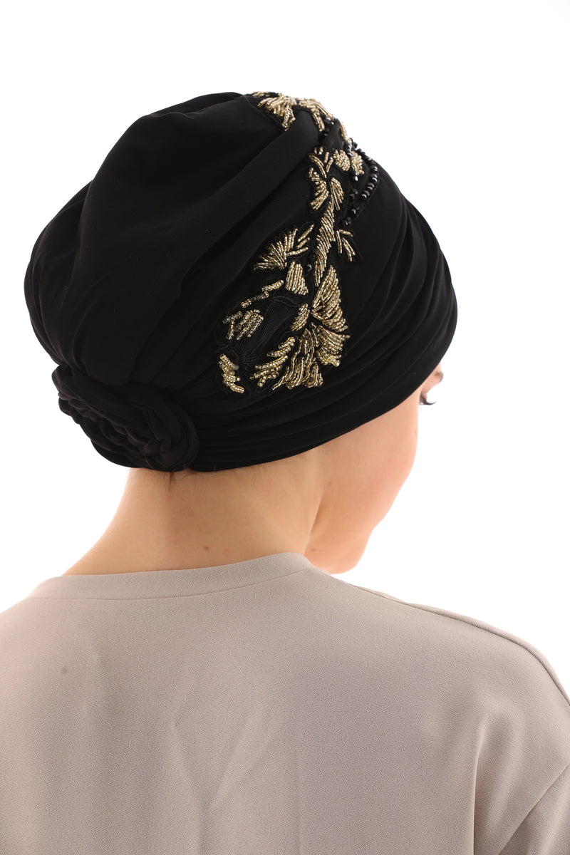 QF 1811 Rhinestone Handmade Turban Black