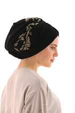 QF 1811 Rhinestone Handmade Turban Black