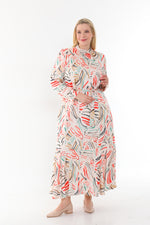 VV Colorful Printed Dress Beige