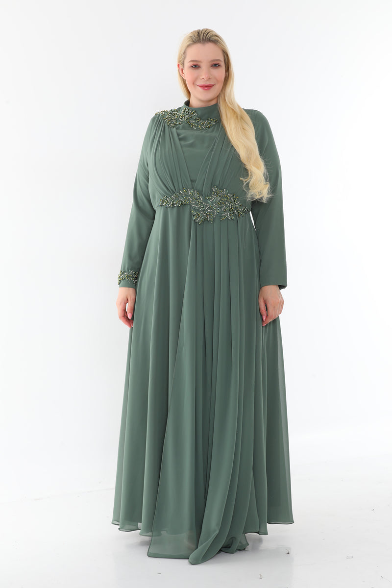 SRH Lace Beaed Gown Green