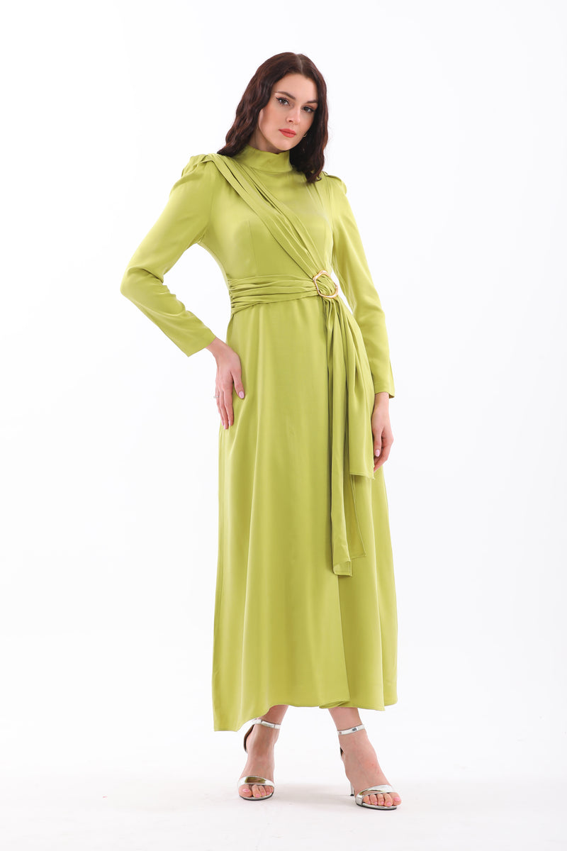 S&D Kendra Silk Dress Pistachio Green