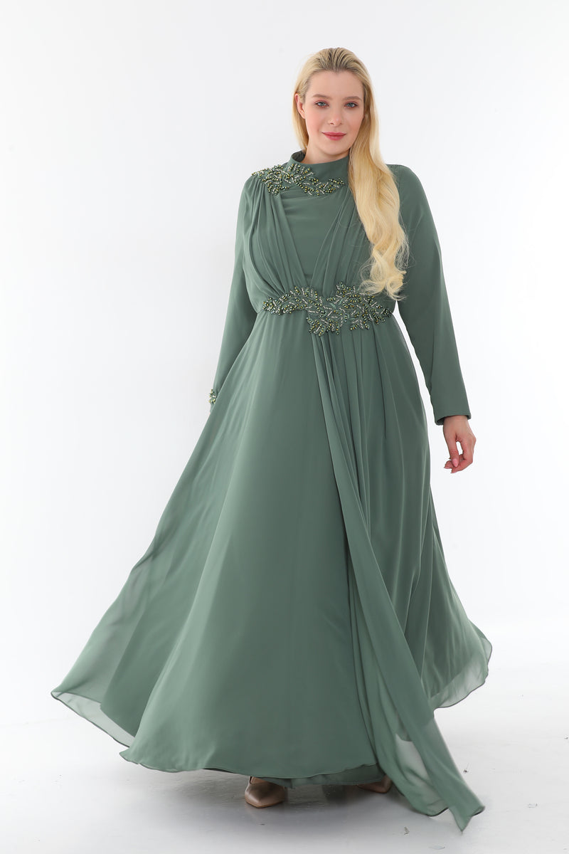 SRH Lace Beaed Gown Green