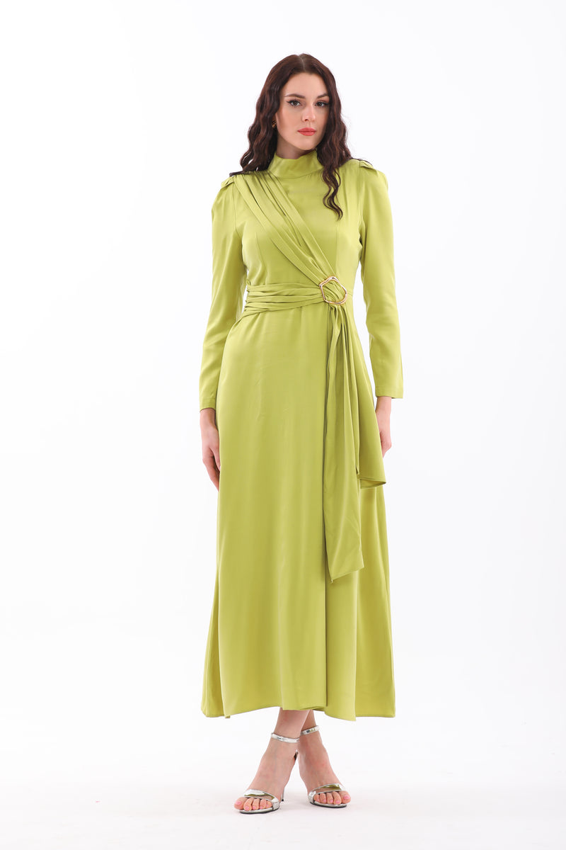 S&D Kendra Silk Dress Pistachio Green