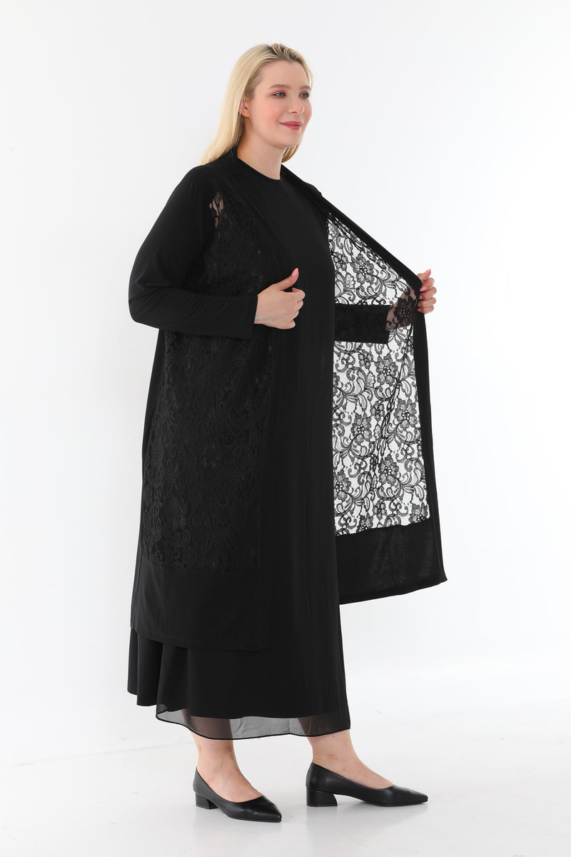 SR Lace Dtld Cardigan Black