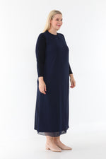 SR Chiffon Front Inner Dress Navy Blue