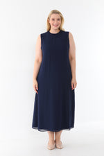 SR Chiffon Sleeveless Dress Navy Blue