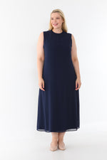 SR Chiffon Sleeveless Dress Navy Blue