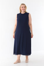 SR Chiffon Sleeveless Dress Navy Blue