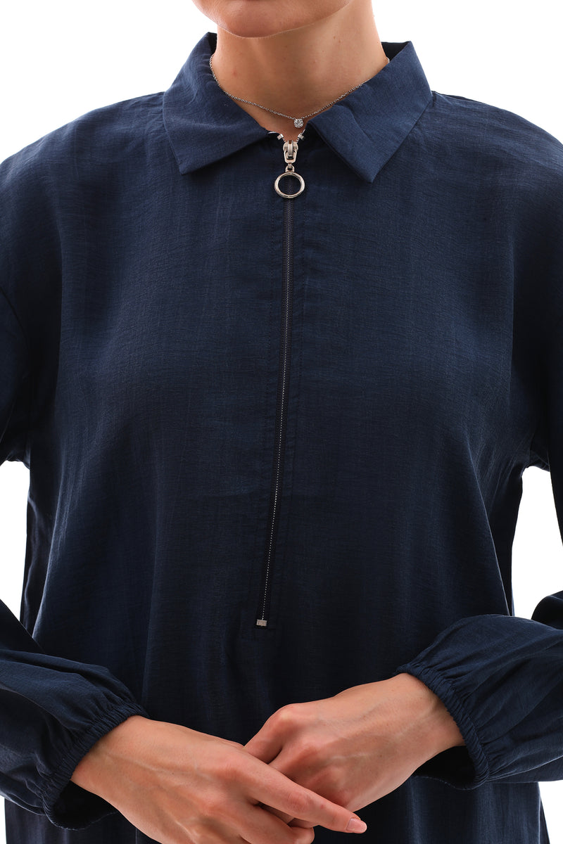 All Zip Dtld Shirt Navy Blue