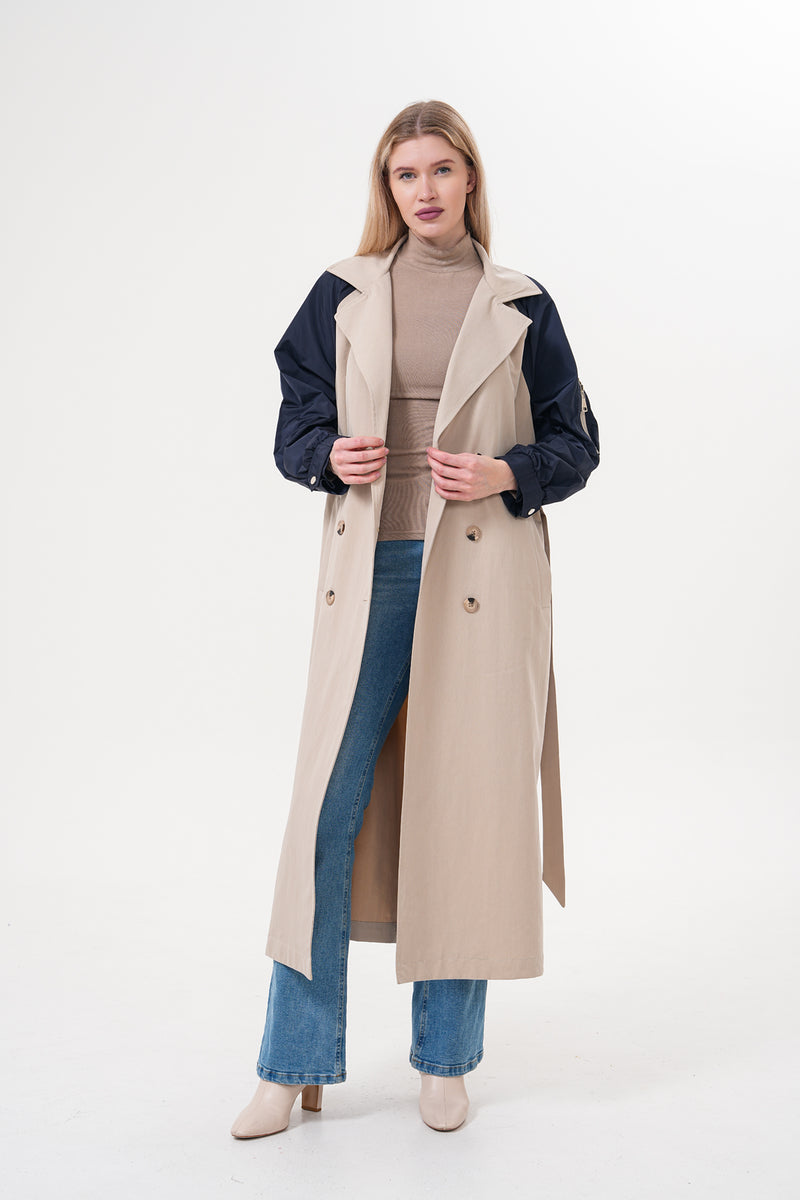 SL Two Colors Trenchcoat Stone&Navy