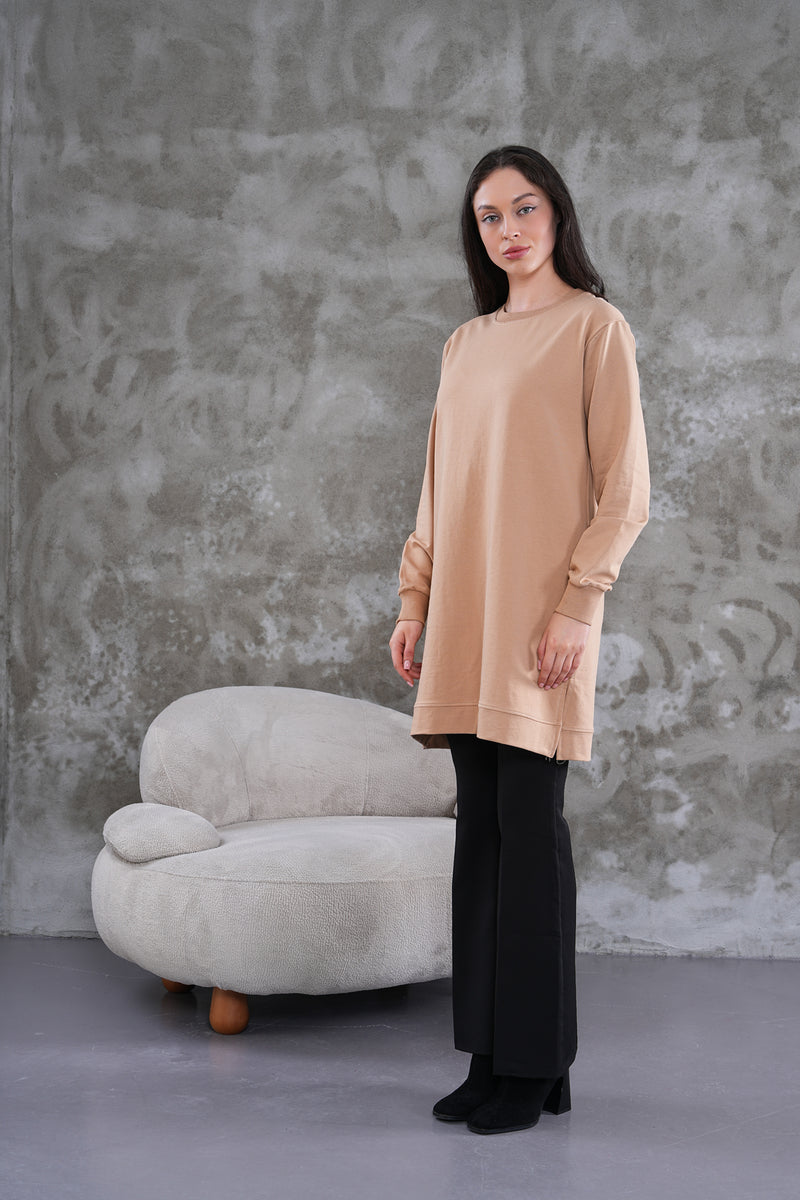 JMN Basic Cotton Tunic Dark Beige