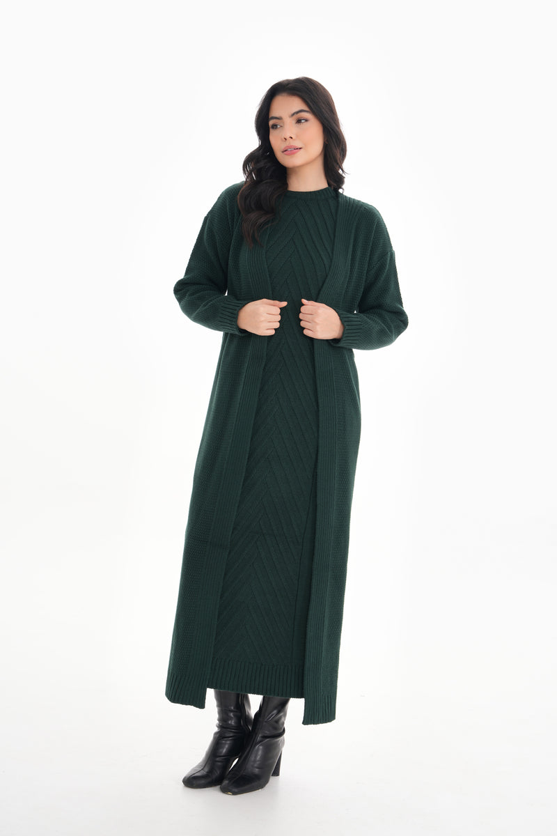 ESR Zirve Knitted Dress Set Emerald