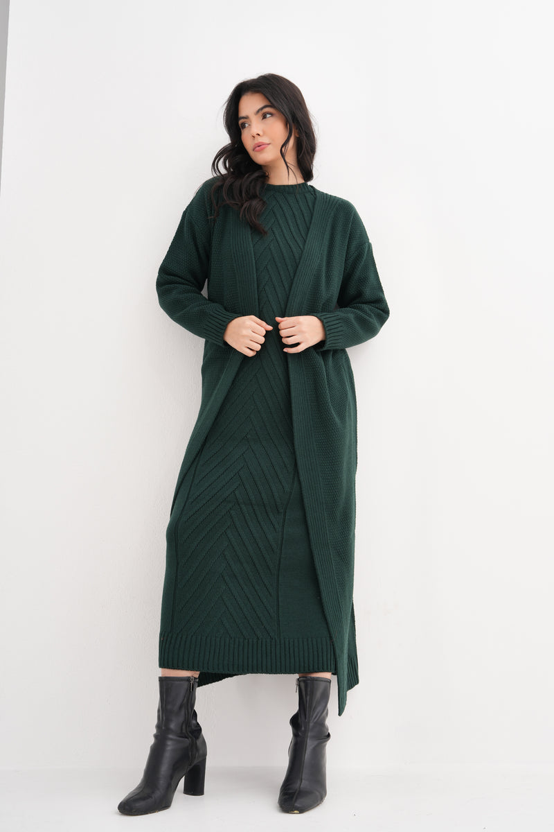 ESR Zirve Knitted Dress Set Emerald