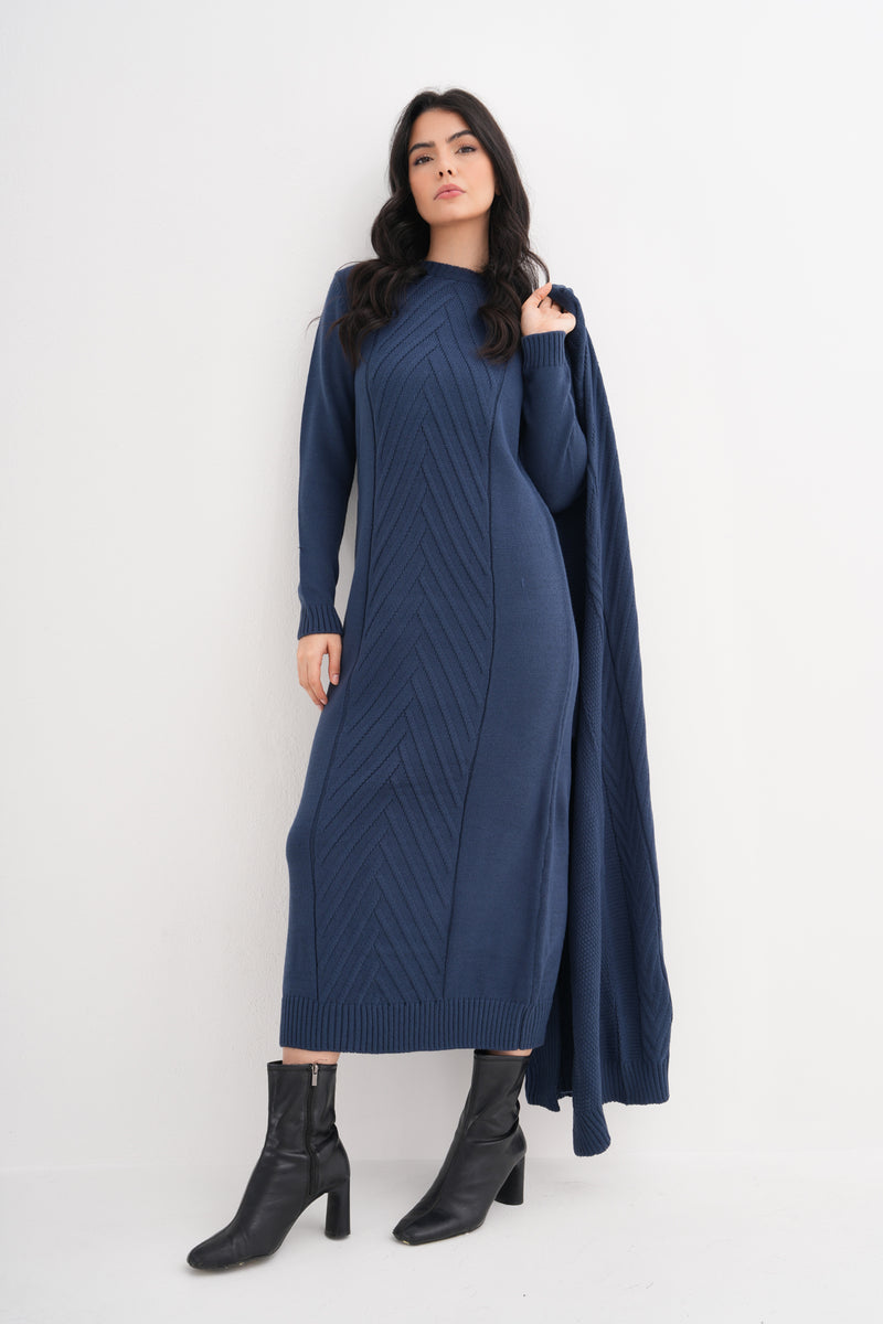 ESR Zirve Knitted Dress Set Indigo