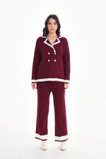 DZL Zara Knitted Set Burgundy