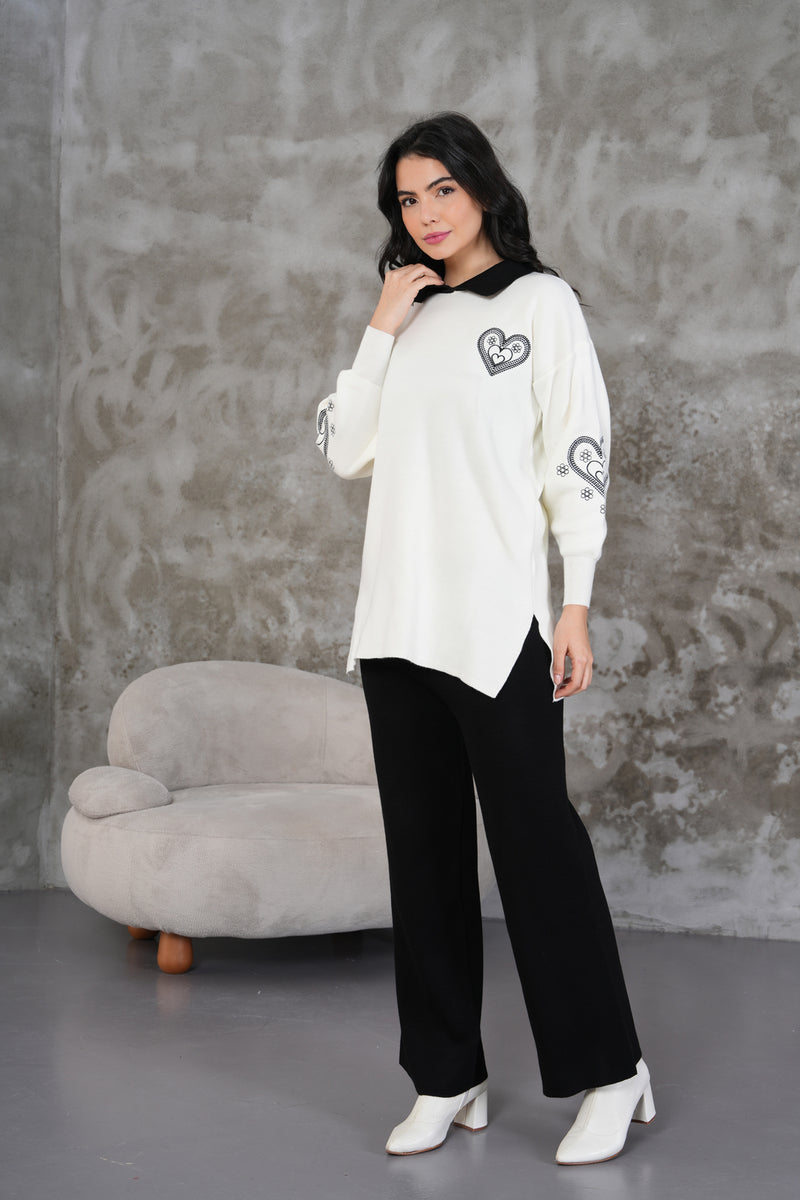 DZL Heart Knitted Set Black