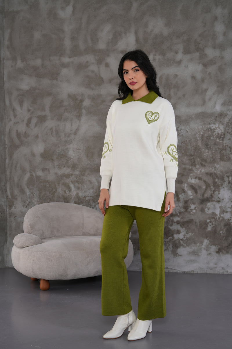 DZL Heart Knitted Set Pistachio Green