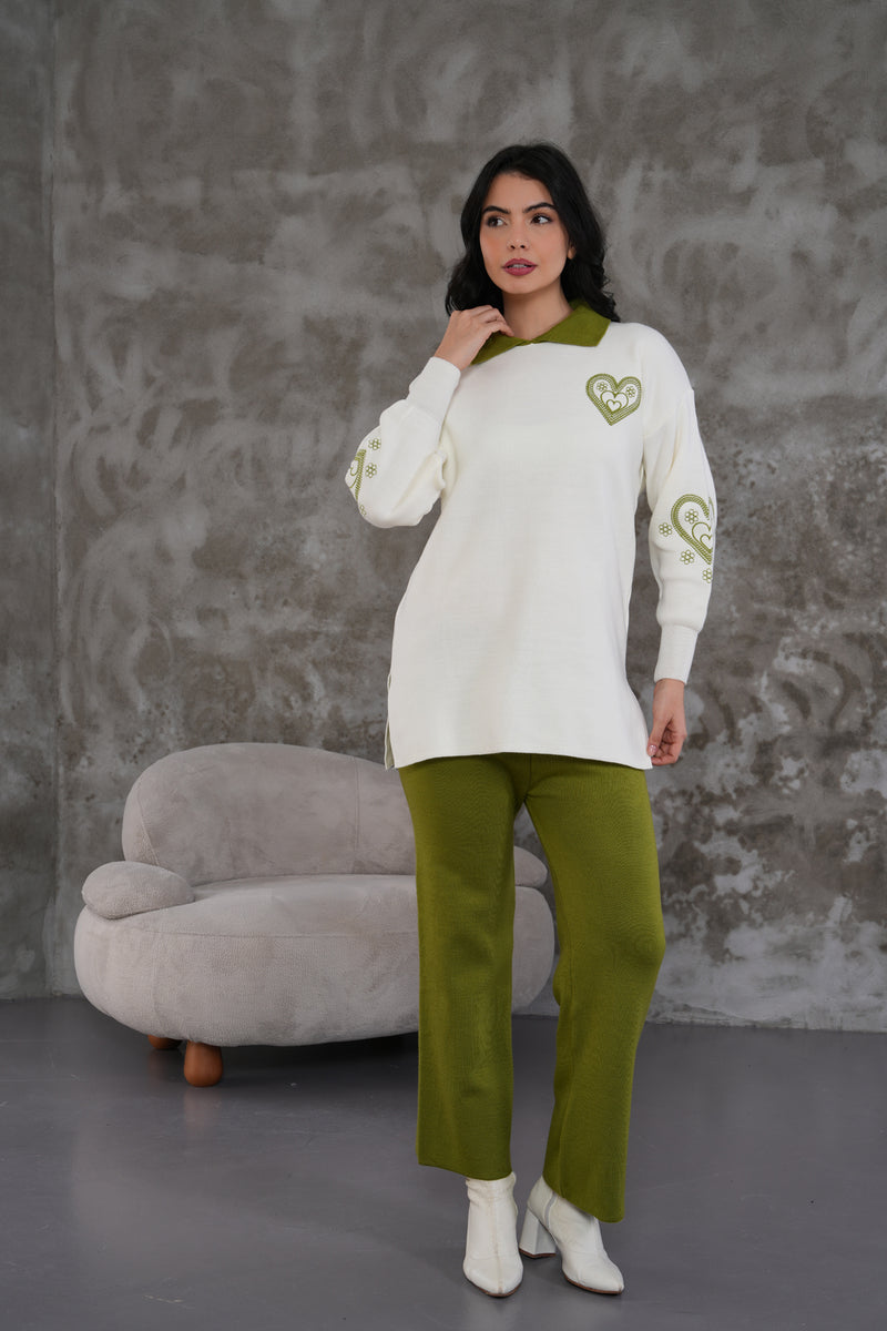 DZL Heart Knitted Set Pistachio Green