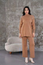 DZL Shoulder Knitted Set Camel