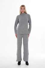 DZL Zip Detailed Knitted Set Gray