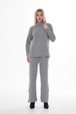 DZL Zip Detailed Knitted Set Gray