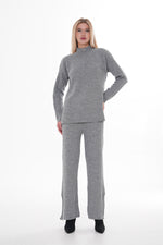 DZL Zip Detailed Knitted Set Gray