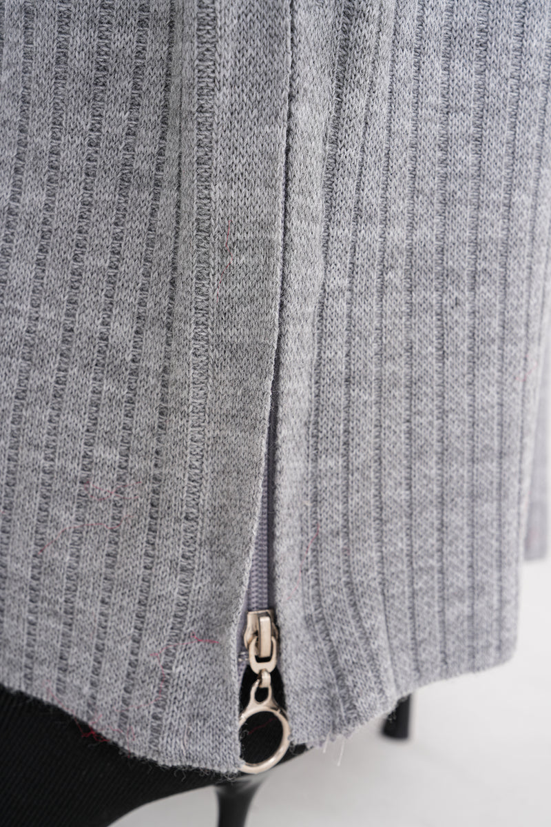 DZL Zip Detailed Knitted Set Gray