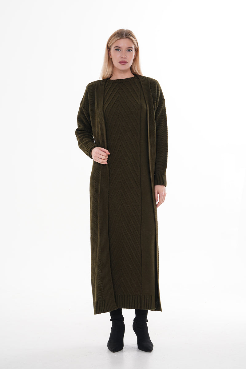 ESR Zirve Knitted Dress Set Khaki