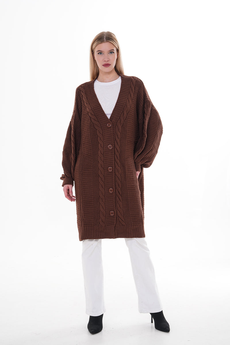 AFL Bridge Knitted Cardigan Brown