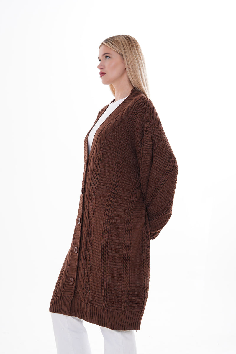 AFL Bridge Knitted Cardigan Brown