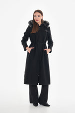 O&F Hoodied Cachet Coat Black