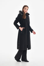 O&F Hoodied Cachet Coat Black