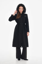 O&F Hoodied Cachet Coat Black