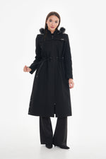 O&F Hoodied Cachet Coat Black