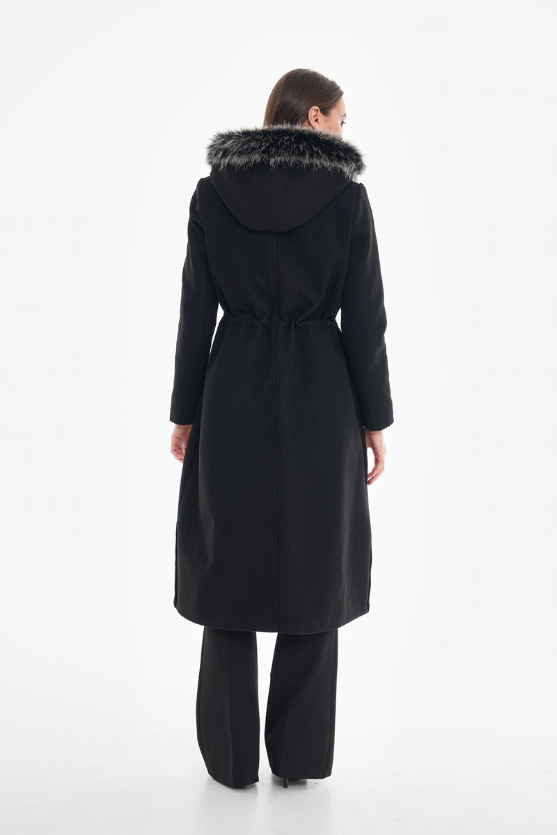 O&F Hoodied Cachet Coat Black