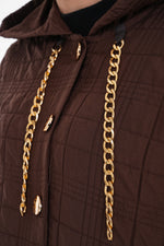 Bwst Quilted Hooded Cape Brown