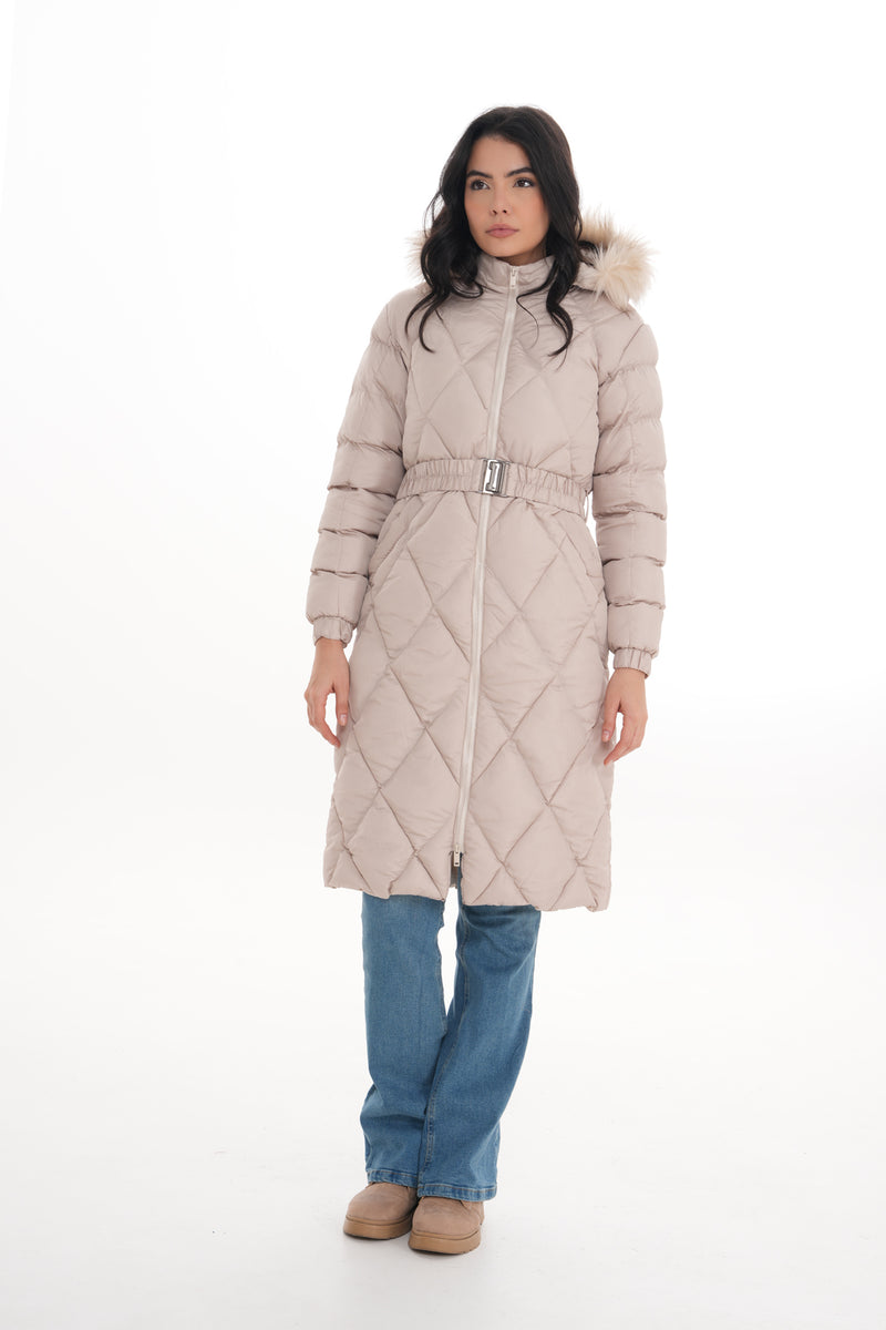 MVRN Puffy Hoodied Coat Beige