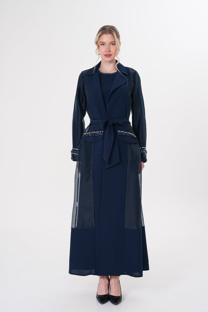 ETC Lucy 2 Pc Abaya Set Navy Blue