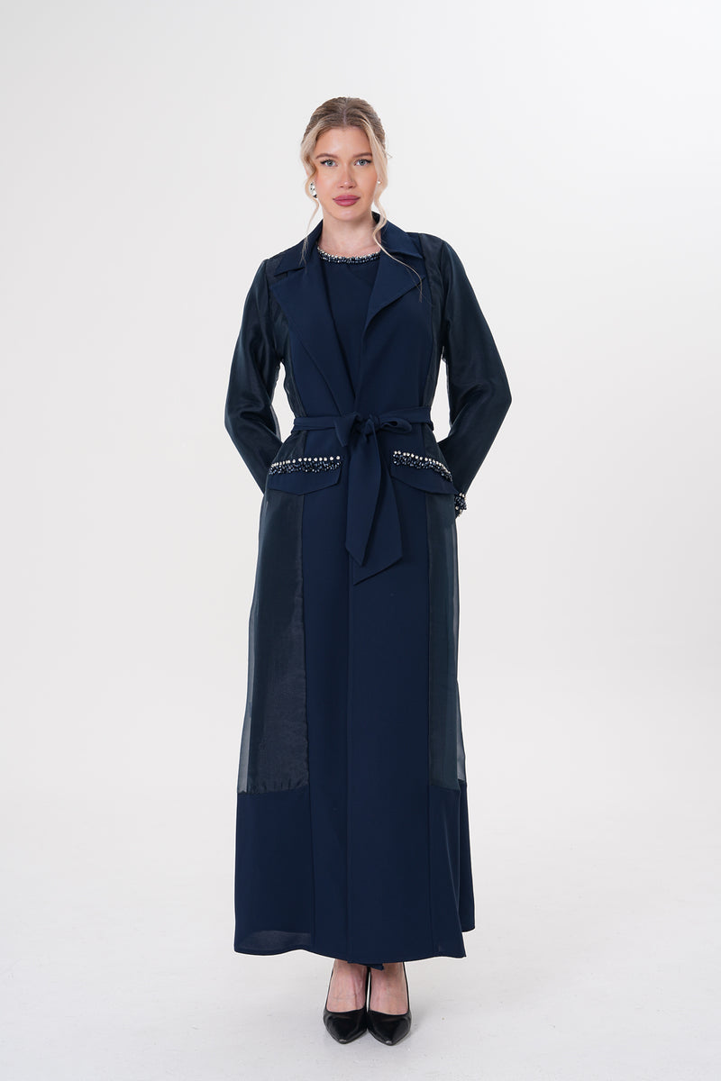 ETC Lucy 2 Pc Abaya Set Navy Blue