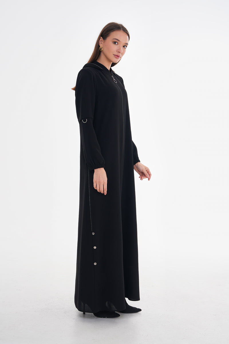 SRM Hoodie Abaya Black