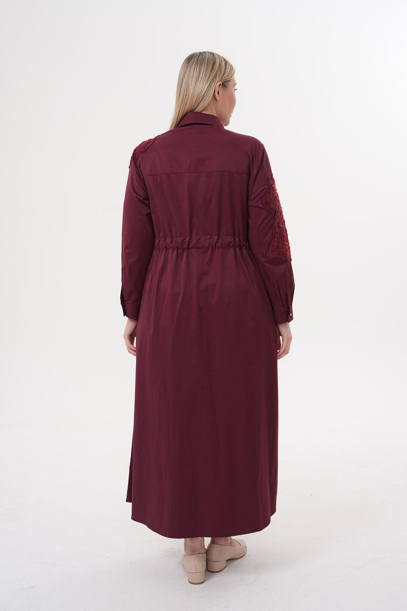 F&G Shoulder And Arm Dtld Dress Burgundy