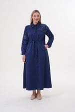 F&G Shoulder And Arm Dtld Dress Navy Blue