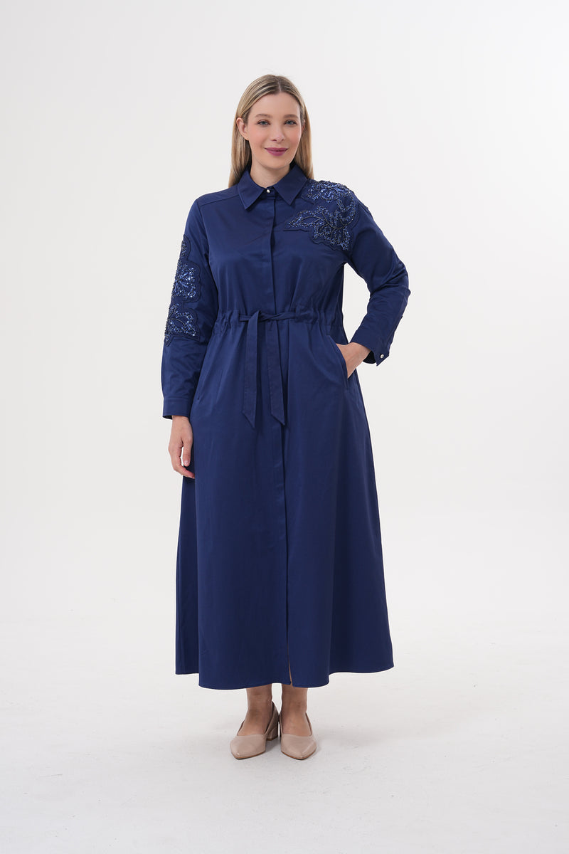 F&G Shoulder And Arm Dtld Dress Navy Blue