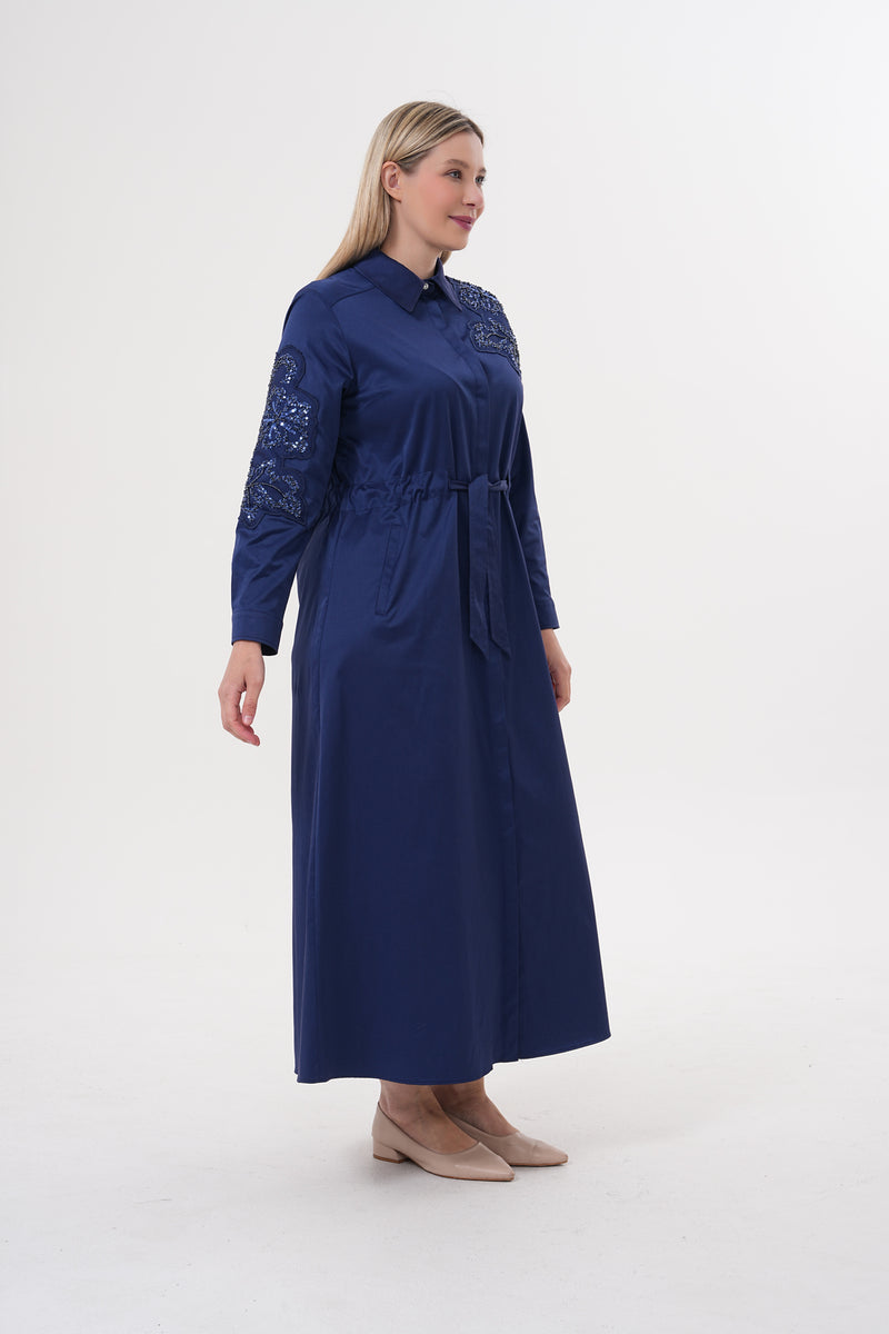 F&G Shoulder And Arm Dtld Dress Navy Blue