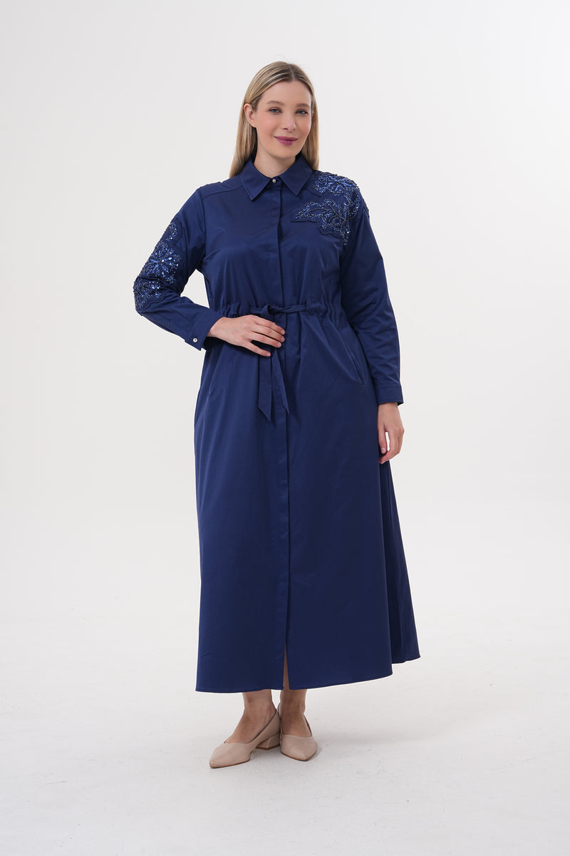 F&G Shoulder And Arm Dtld Dress Navy Blue