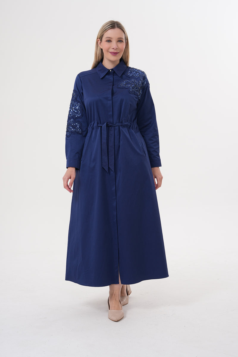 F&G Shoulder And Arm Dtld Dress Navy Blue