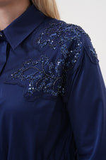 F&G Shoulder And Arm Dtld Dress Navy Blue
