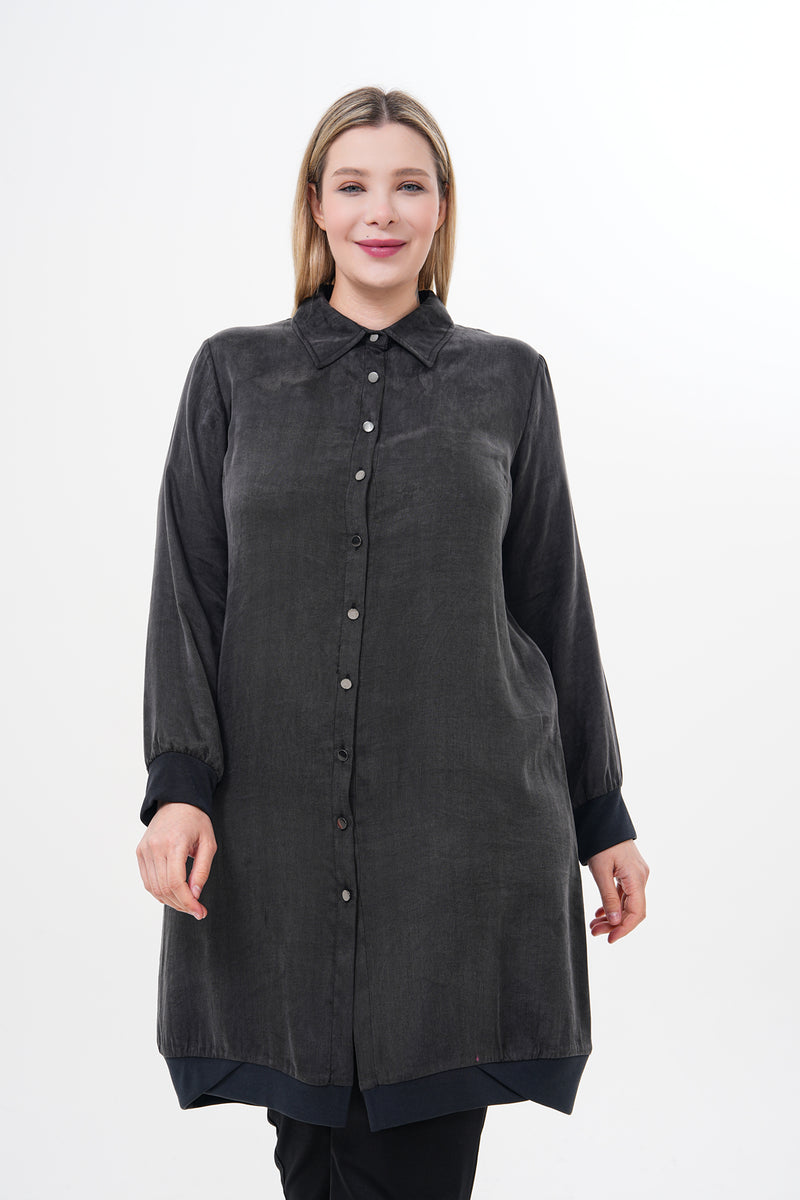 F&G Backside Dtld Tencel Tunic Anthracite