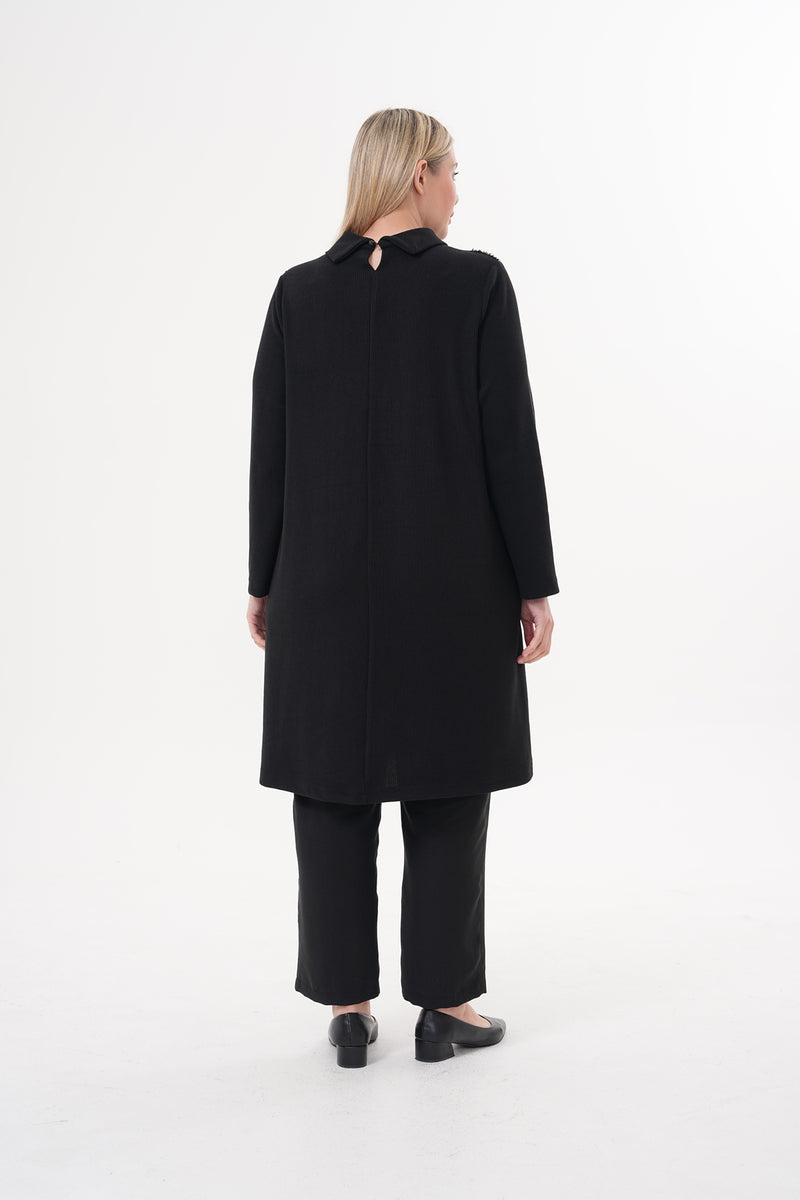 DL Lace Dtld Long Tunic Black